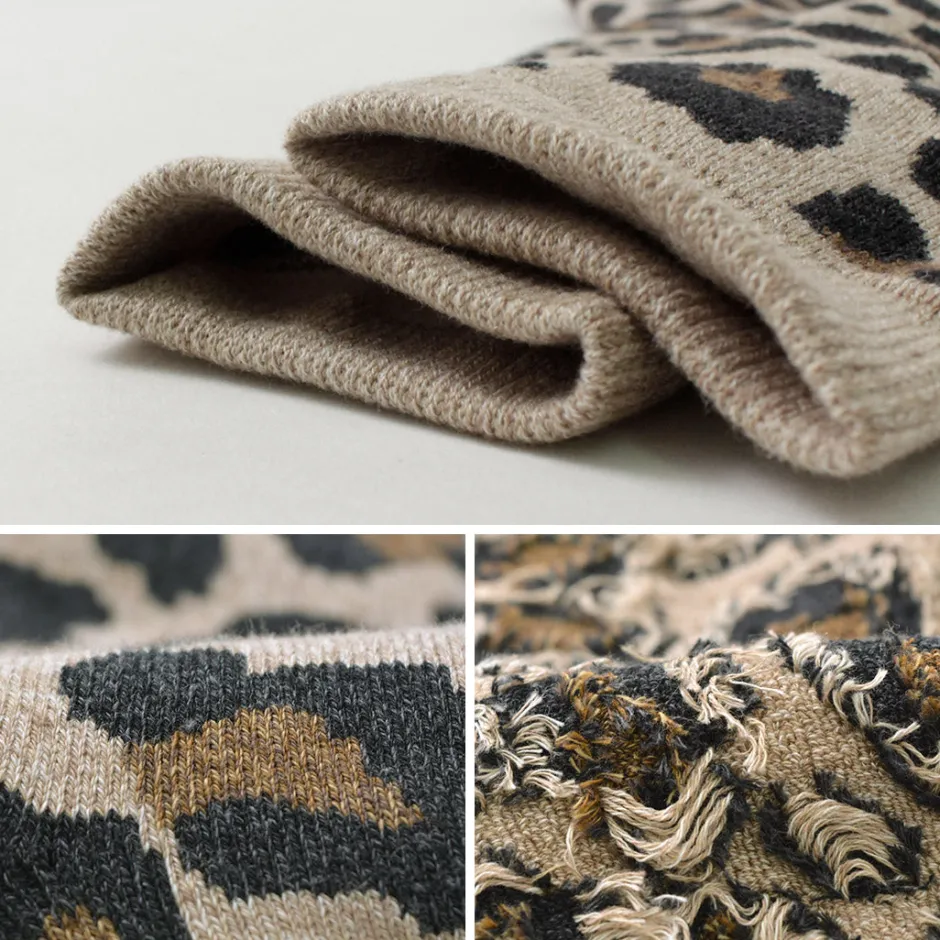 Socks^ROTOTO / R1340 Pile leopard crew sock