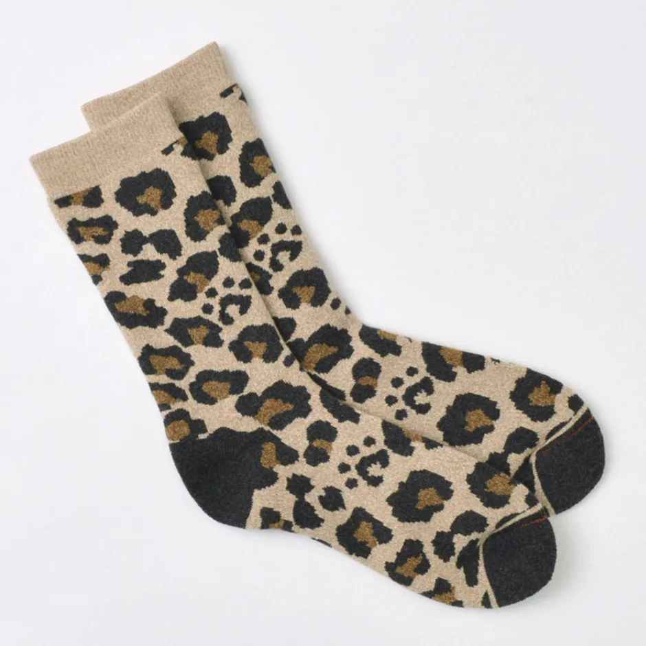 Socks^ROTOTO / R1340 Pile leopard crew sock