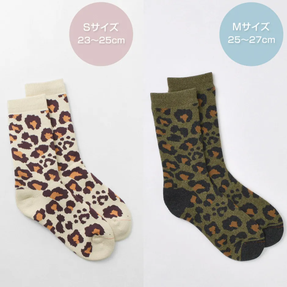 Socks^ROTOTO / R1340 Pile leopard crew sock