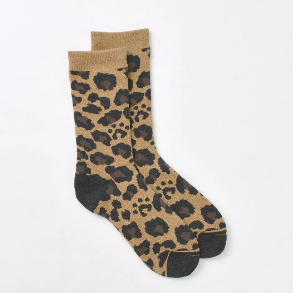 Socks^ROTOTO / R1340 Pile leopard crew sock