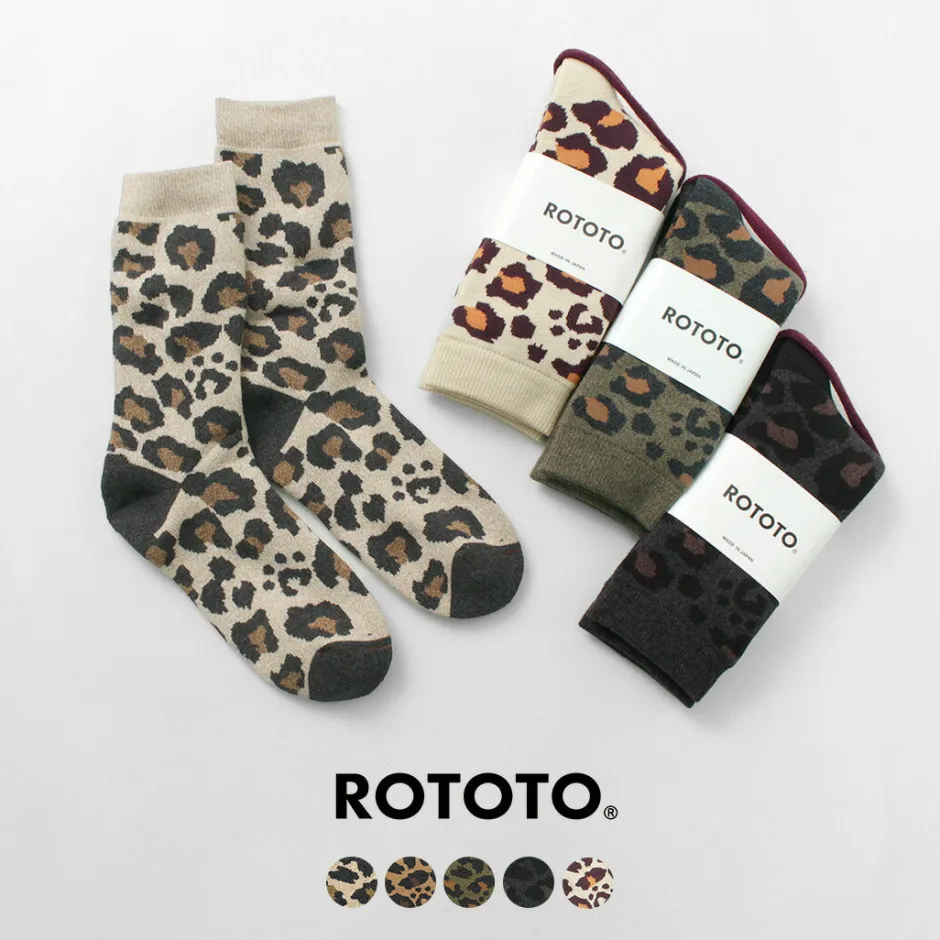 Socks^ROTOTO / R1340 Pile leopard crew sock