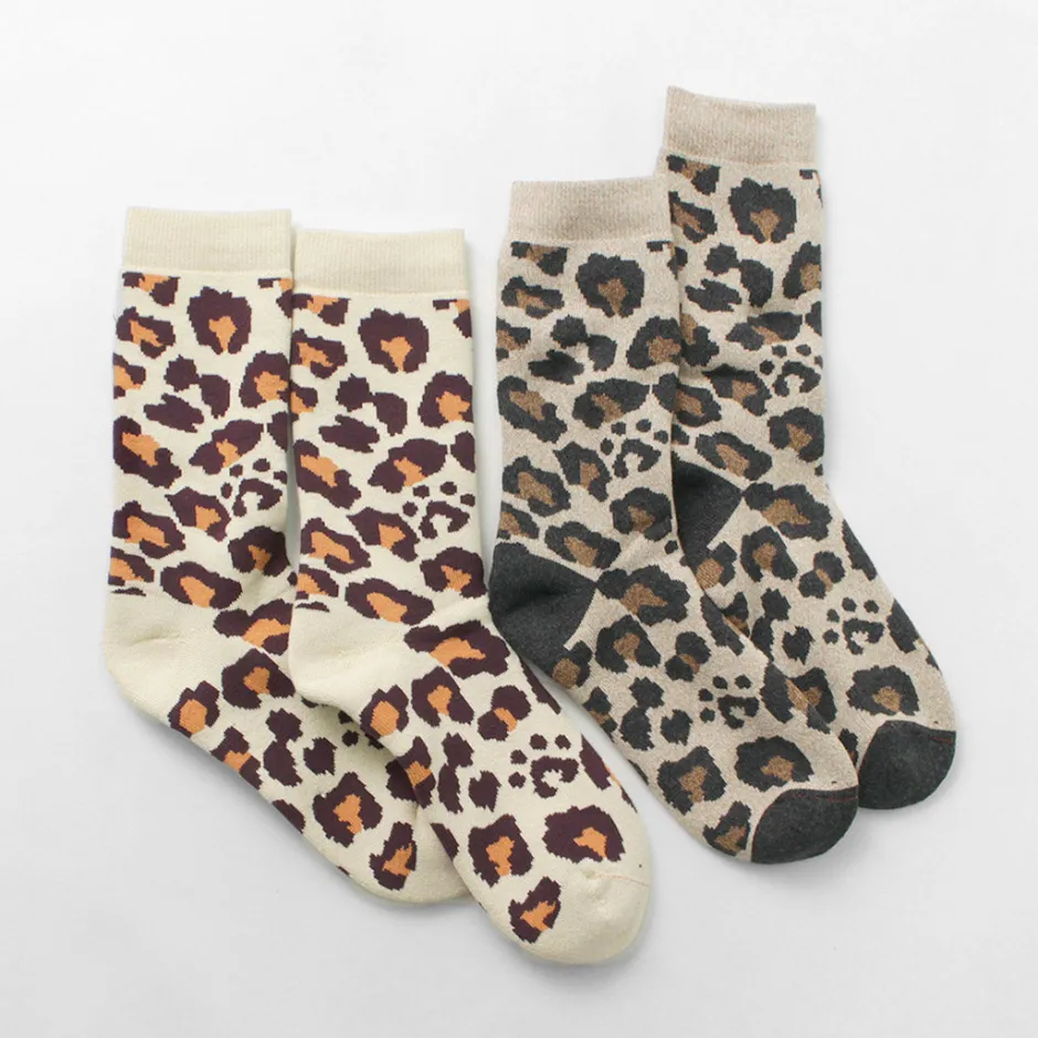 Socks^ROTOTO / R1340 Pile leopard crew sock