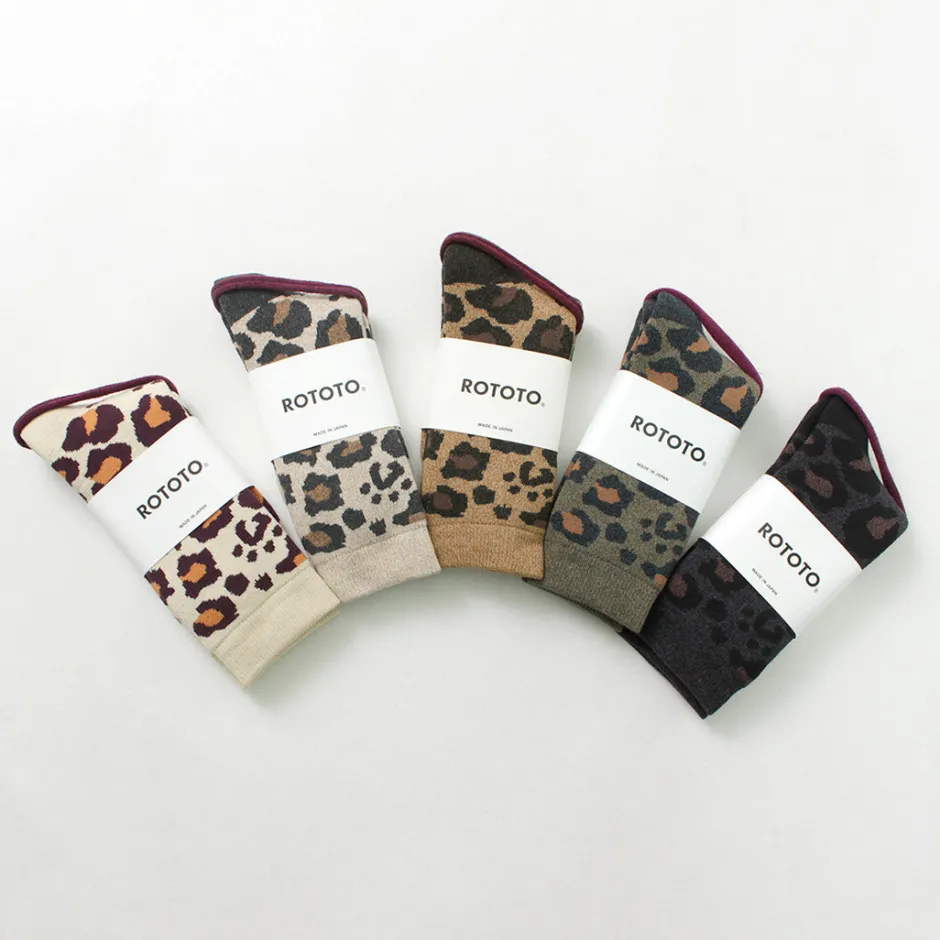 Socks^ROTOTO / R1340 Pile leopard crew sock
