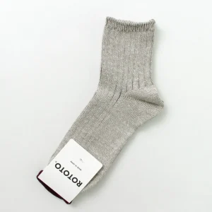 Socks^ROTOTO / R1462 Short linen cotton ribbed socks
