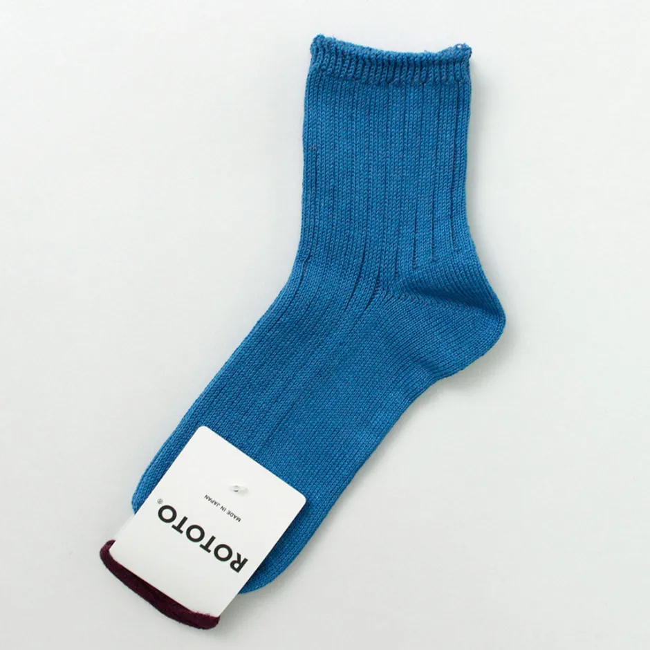 Socks^ROTOTO / R1462 Short linen cotton ribbed socks