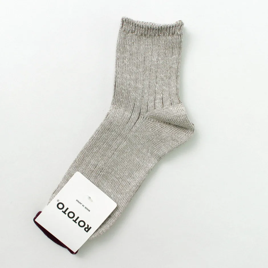 Socks^ROTOTO / R1462 Short linen cotton ribbed socks