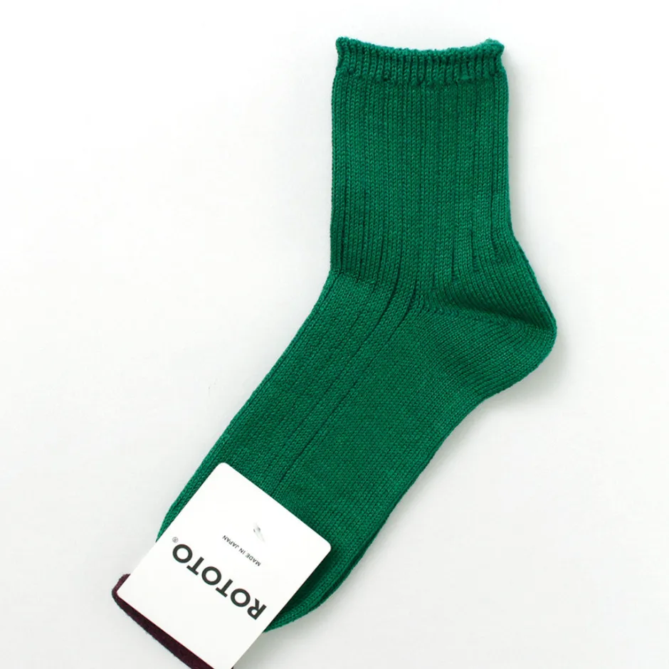 Socks^ROTOTO / R1462 Short linen cotton ribbed socks