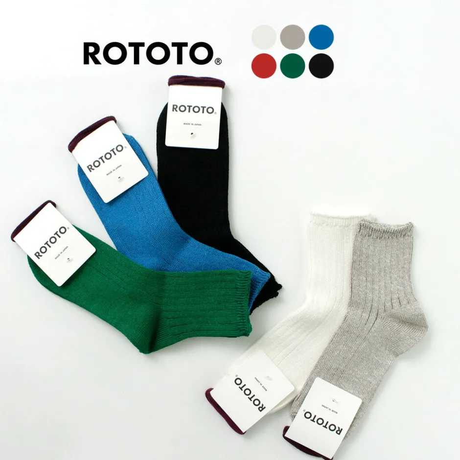 Socks^ROTOTO / R1462 Short linen cotton ribbed socks
