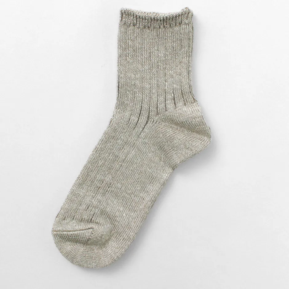 Socks^ROTOTO / R1462 Short linen cotton ribbed socks