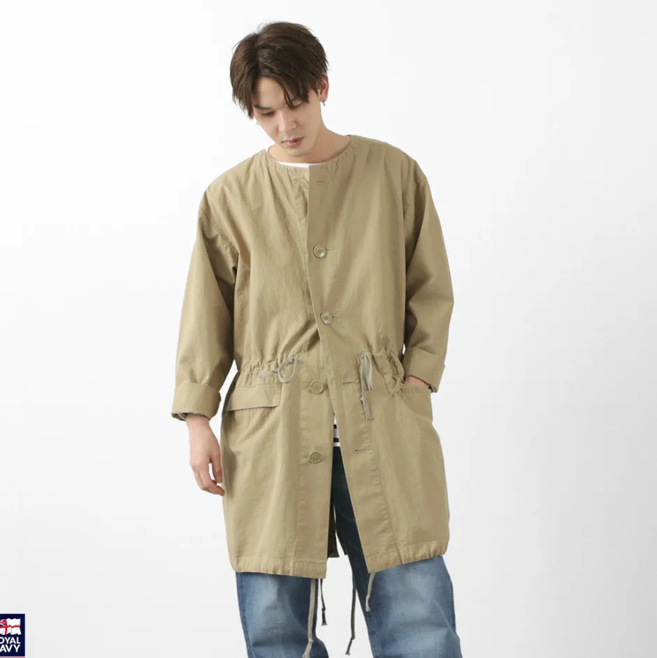 Coats^ROYAL NAVY / Snow camo collarless overcoat