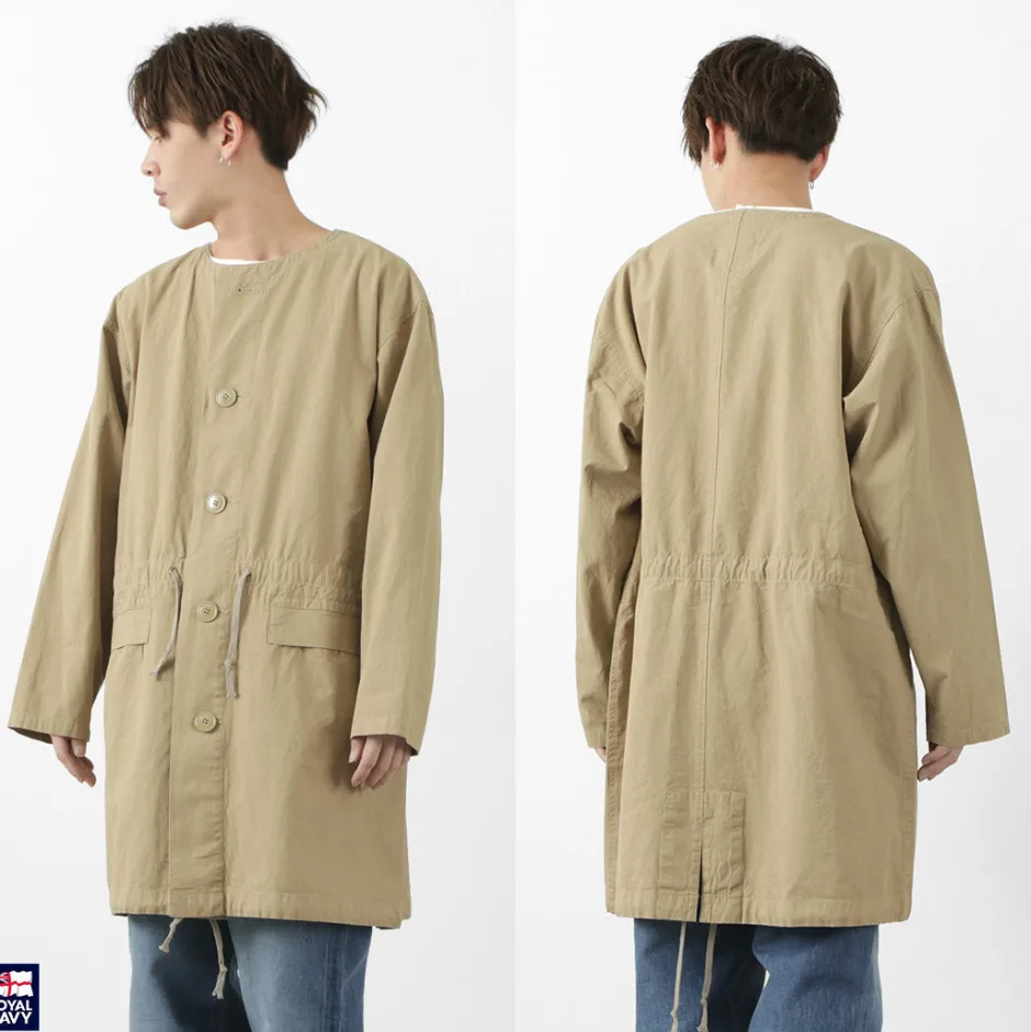 Coats^ROYAL NAVY / Snow camo collarless overcoat