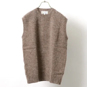 Knits^SHETLANDWOOLLENCO / Plain Shaggy Dog Crew Neck Knits Vest