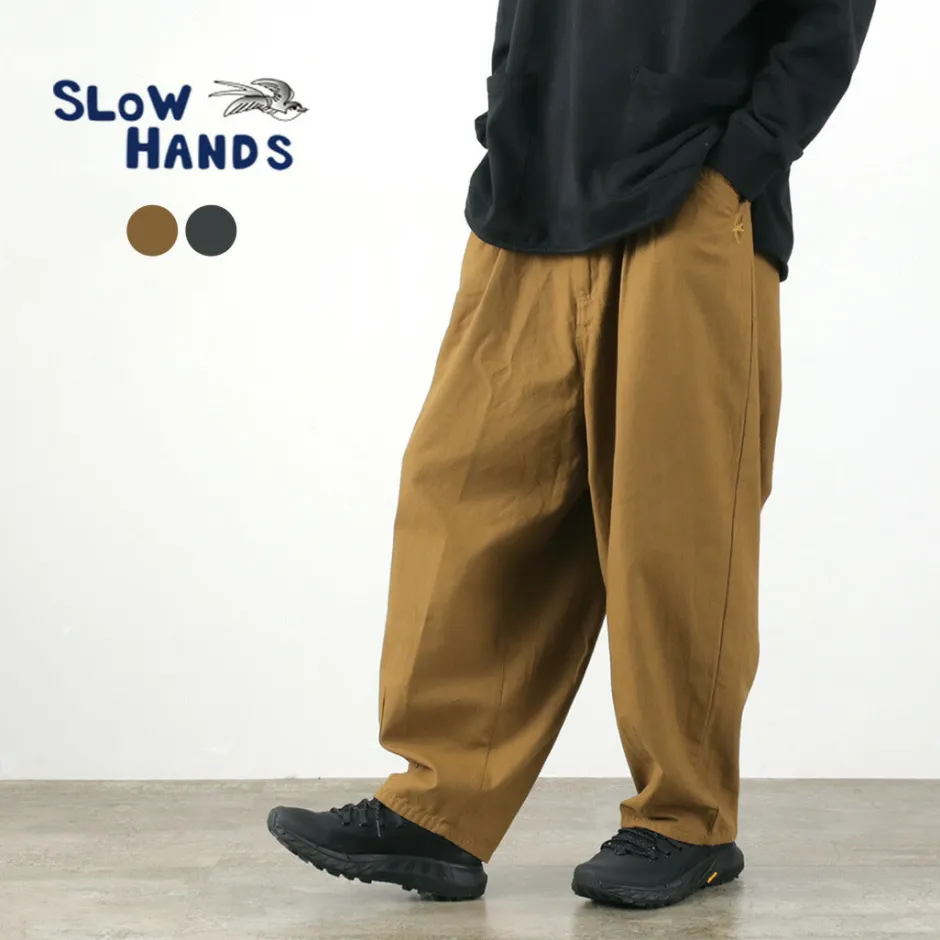 Trousers^SLOW HANDS / Back Satin Poofy Tuck Pants