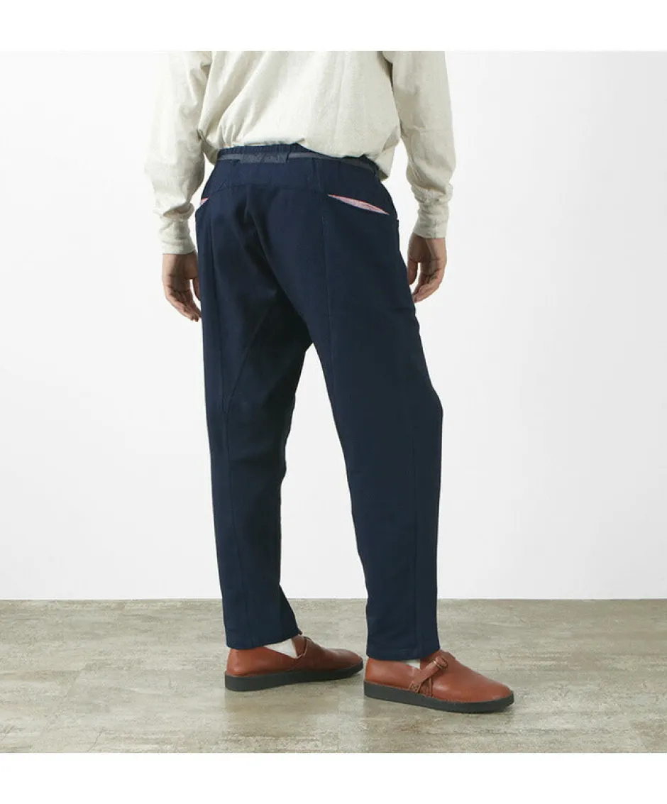 Trousers^SLOW HANDS / Denim Stretch Pile Wandering Pants navy