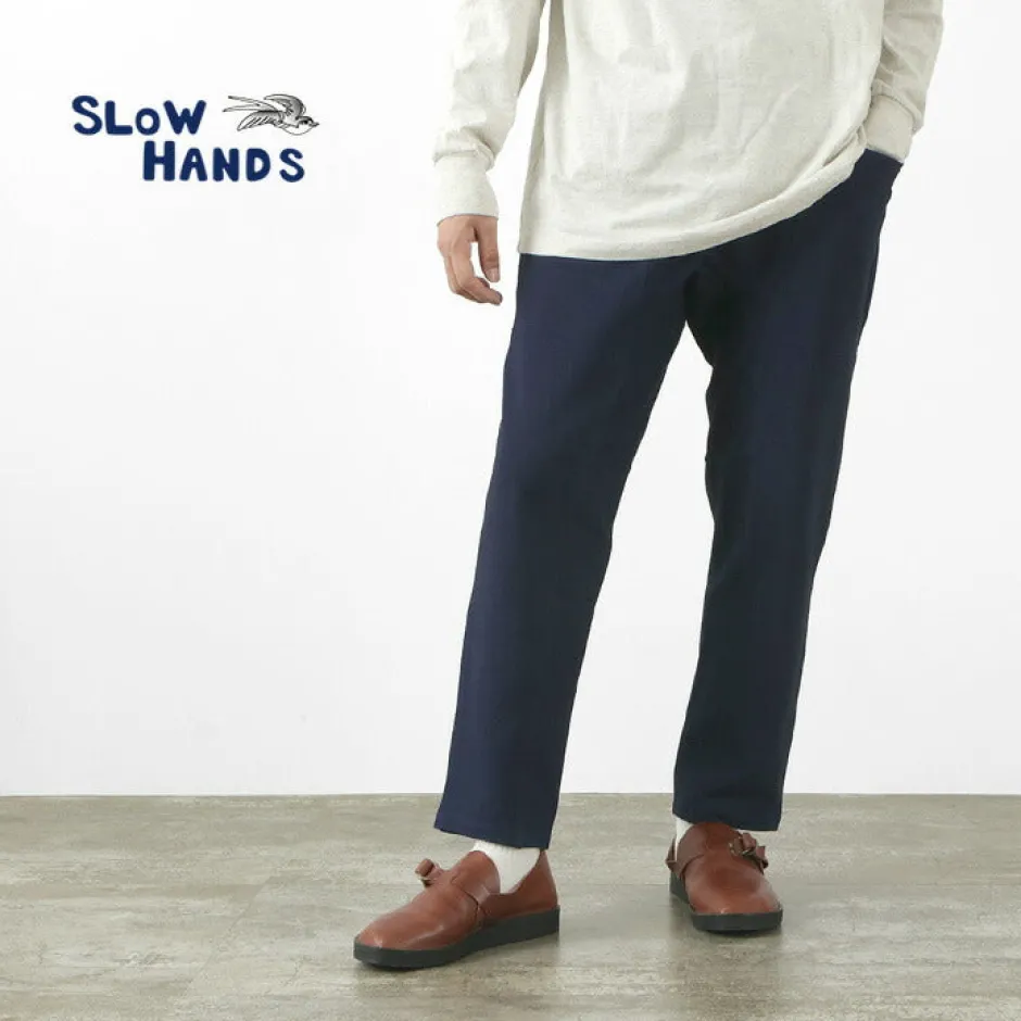 Trousers^SLOW HANDS / Denim Stretch Pile Wandering Pants navy