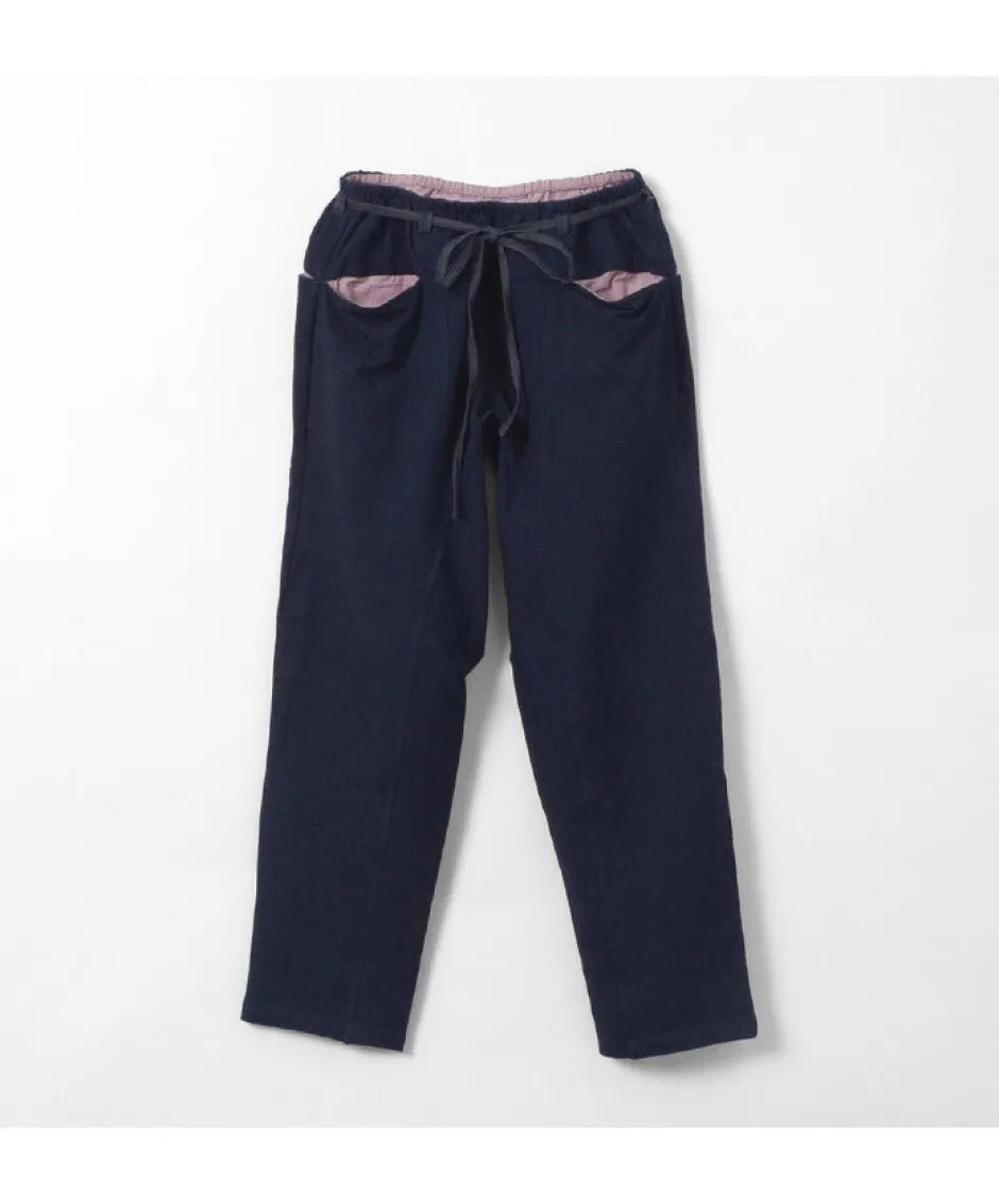 Trousers^SLOW HANDS / Denim Stretch Pile Wandering Pants navy
