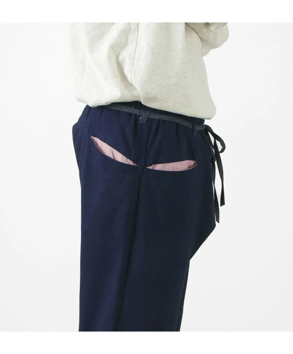 Trousers^SLOW HANDS / Denim Stretch Pile Wandering Pants navy