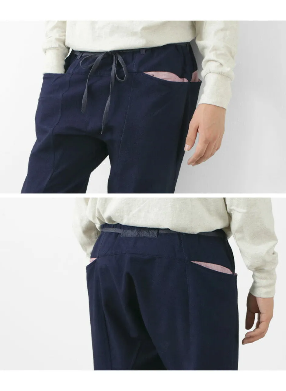 Trousers^SLOW HANDS / Denim Stretch Pile Wandering Pants navy
