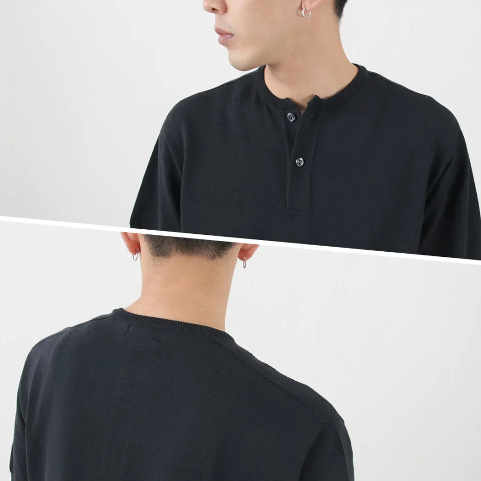 T-Shirts^SOGLIA / Cotton Fitted Seamless Henry Neck Knit Tee