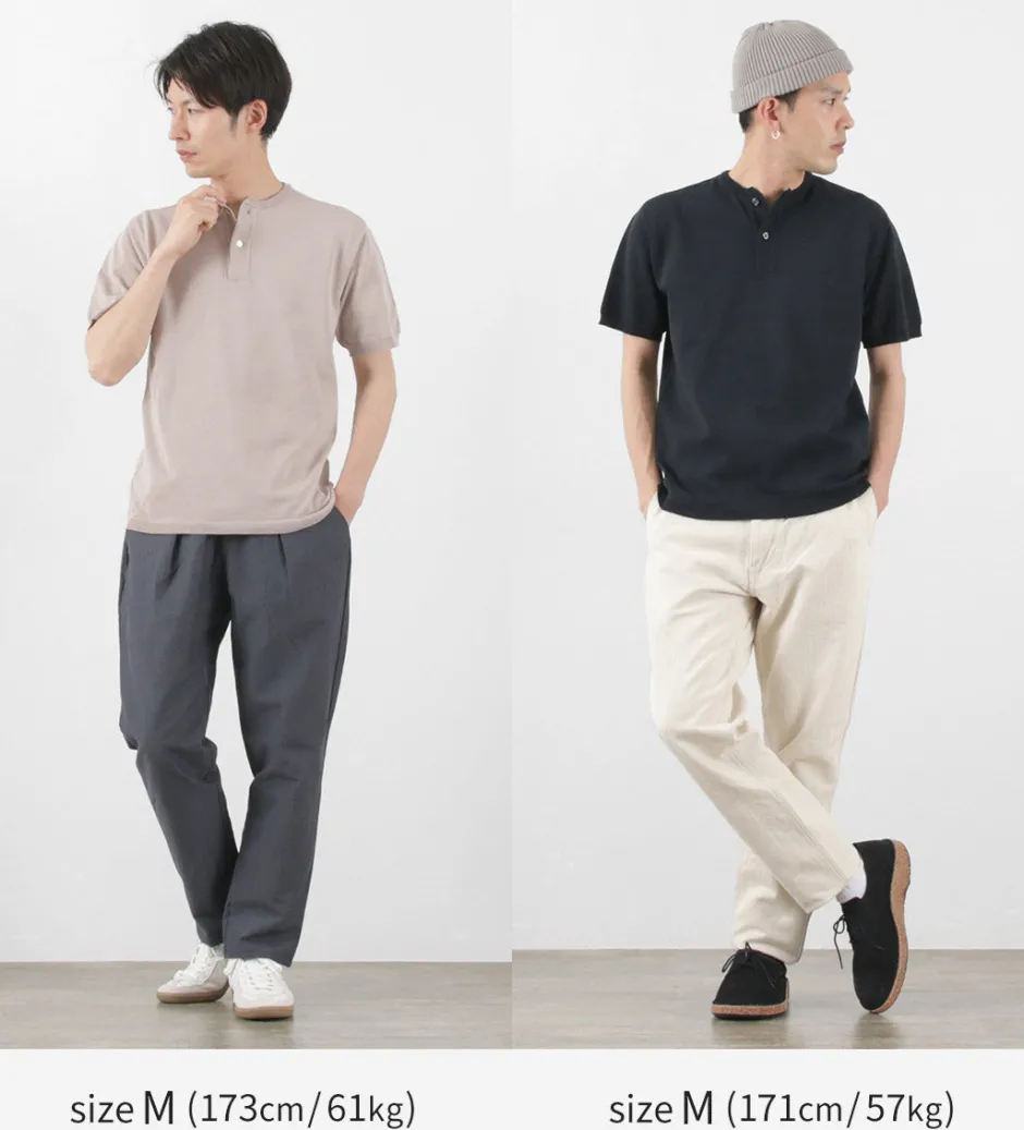 T-Shirts^SOGLIA / Cotton Fitted Seamless Henry Neck Knit Tee