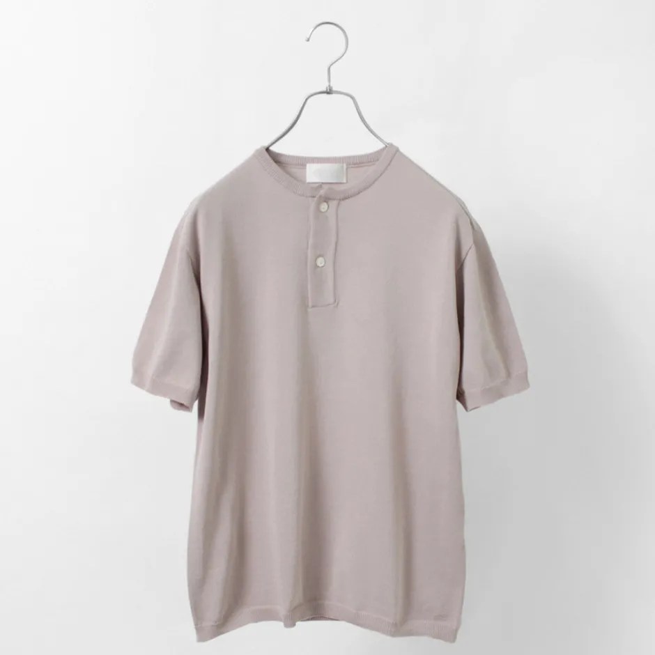 T-Shirts^SOGLIA / Cotton Fitted Seamless Henry Neck Knit Tee