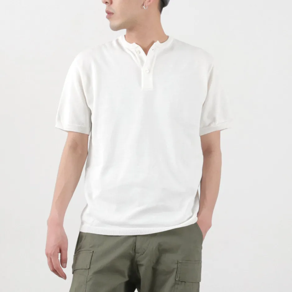 T-Shirts^SOGLIA / Cotton Fitted Seamless Henry Neck Knit Tee