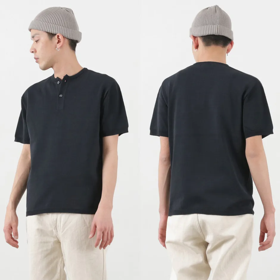 T-Shirts^SOGLIA / Cotton Fitted Seamless Henry Neck Knit Tee
