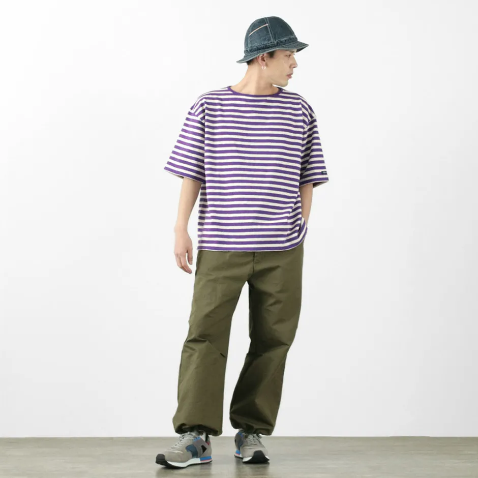 T-Shirts^TIEASY / HDCS Big stripe boat-neck T-shirt