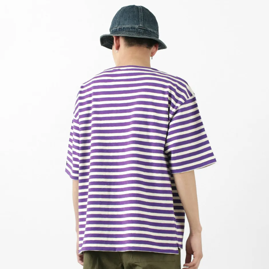 T-Shirts^TIEASY / HDCS Big stripe boat-neck T-shirt