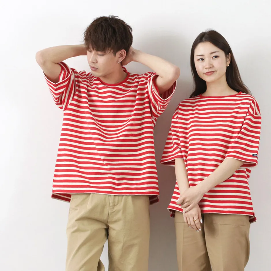 T-Shirts^TIEASY / HDCS Big stripe boat-neck T-shirt
