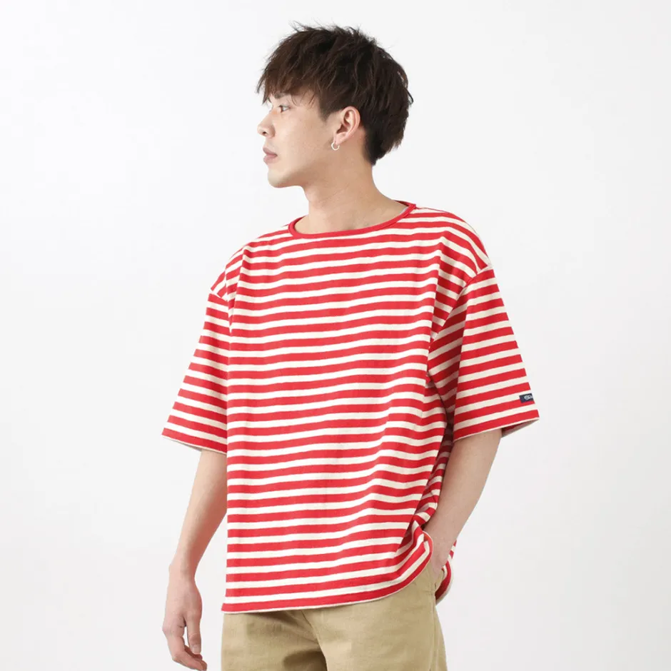 T-Shirts^TIEASY / HDCS Big stripe boat-neck T-shirt