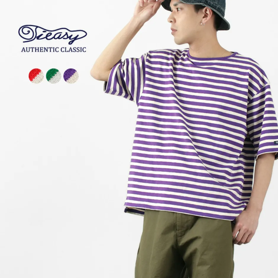 T-Shirts^TIEASY / HDCS Big stripe boat-neck T-shirt
