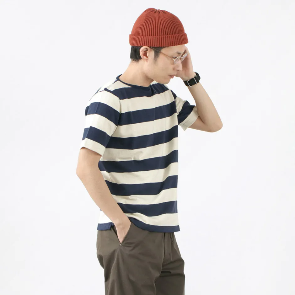 T-Shirts^TIEASY / HDCS Boat neck S/S wide stripe basque shirt