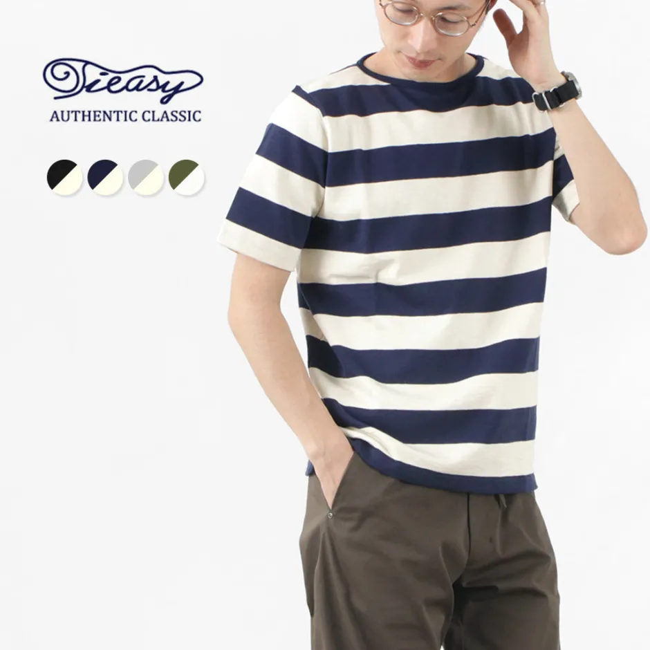 T-Shirts^TIEASY / HDCS Boat neck S/S wide stripe basque shirt