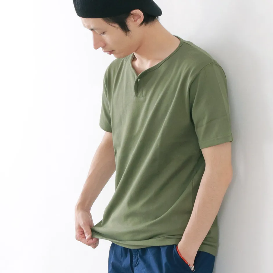 T-Shirts^TIEASY / Summer Knits Henley Short Sleeve T-shirt