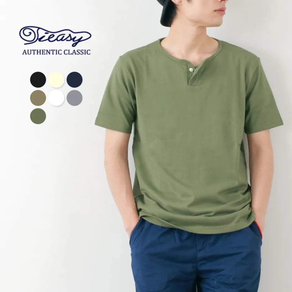 T-Shirts^TIEASY / Summer Knits Henley Short Sleeve T-shirt