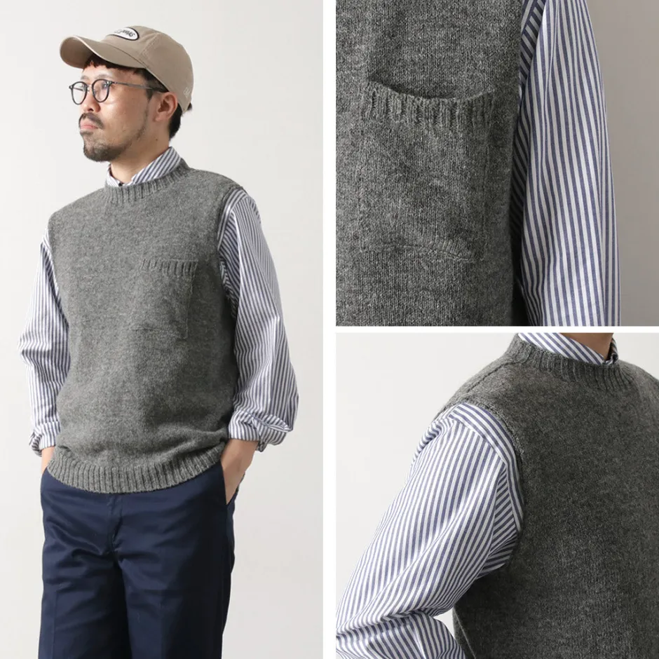 Knits^TOM SIMPSON / Crew Neck Pocket Knit Vest