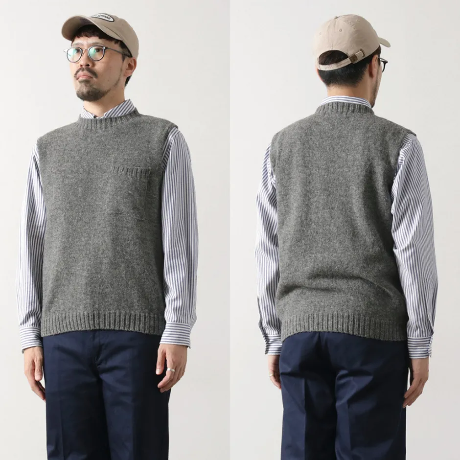 Knits^TOM SIMPSON / Crew Neck Pocket Knit Vest