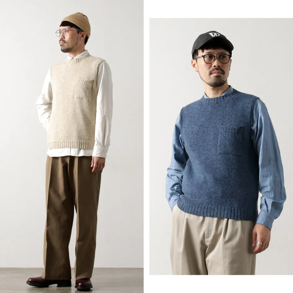 Knits^TOM SIMPSON / Crew Neck Pocket Knit Vest