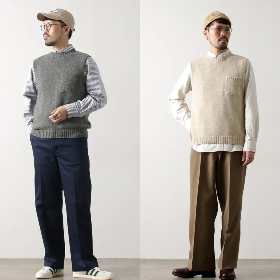 Knits^TOM SIMPSON / Crew Neck Pocket Knit Vest