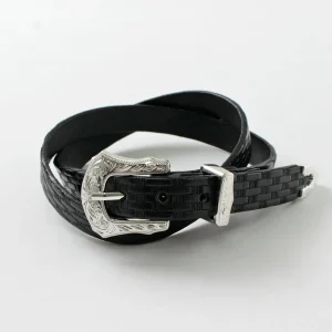 Belts^TORY LEATHER / 3/4 inch Western Belt Basket Weave black