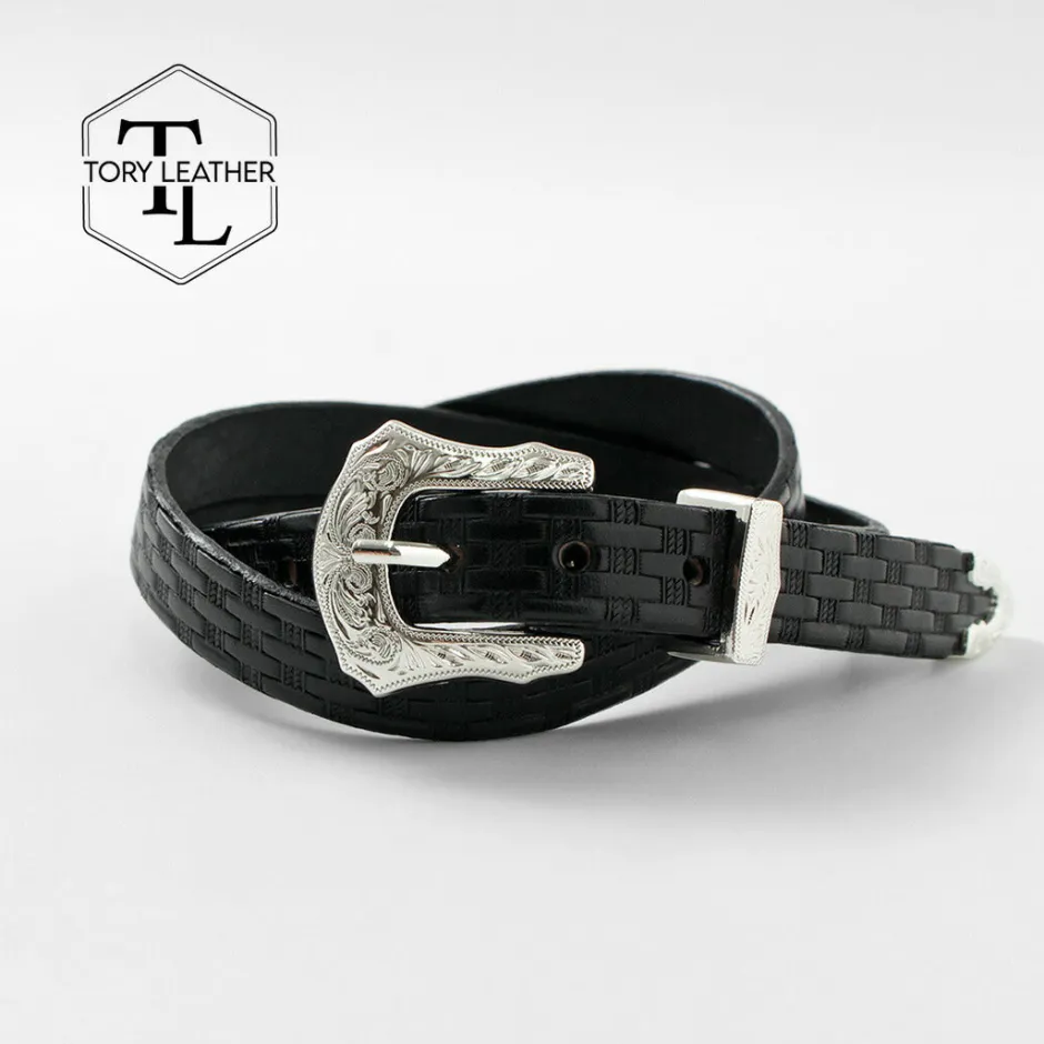 Belts^TORY LEATHER / 3/4 inch Western Belt Basket Weave black