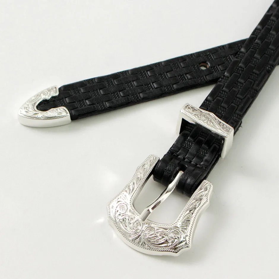 Belts^TORY LEATHER / 3/4 inch Western Belt Basket Weave black