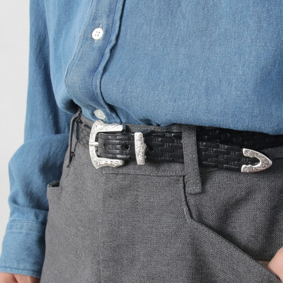 Belts^TORY LEATHER / 3/4 inch Western Belt Basket Weave black
