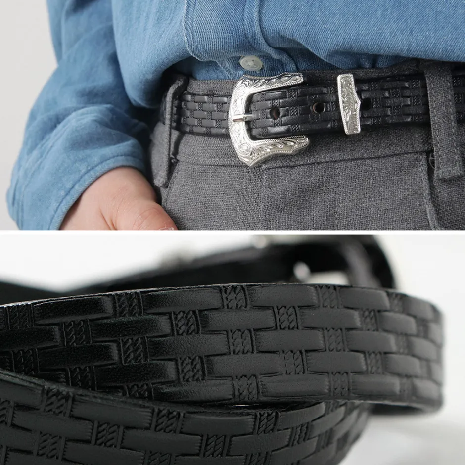 Belts^TORY LEATHER / 3/4 inch Western Belt Basket Weave black