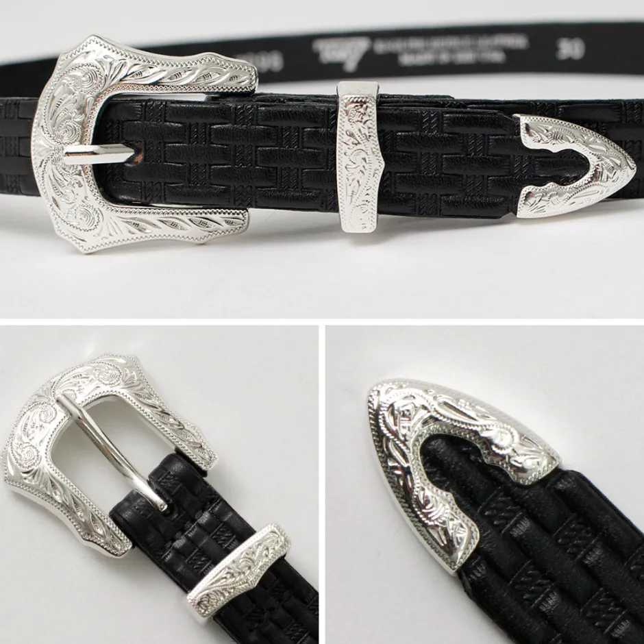 Belts^TORY LEATHER / 3/4 inch Western Belt Basket Weave black