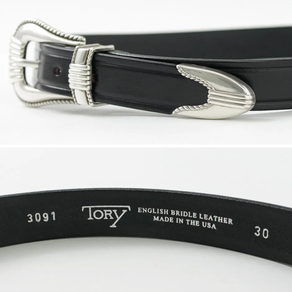 Belts^TORY LEATHER / 3 Piece Silver Buckle Belt black