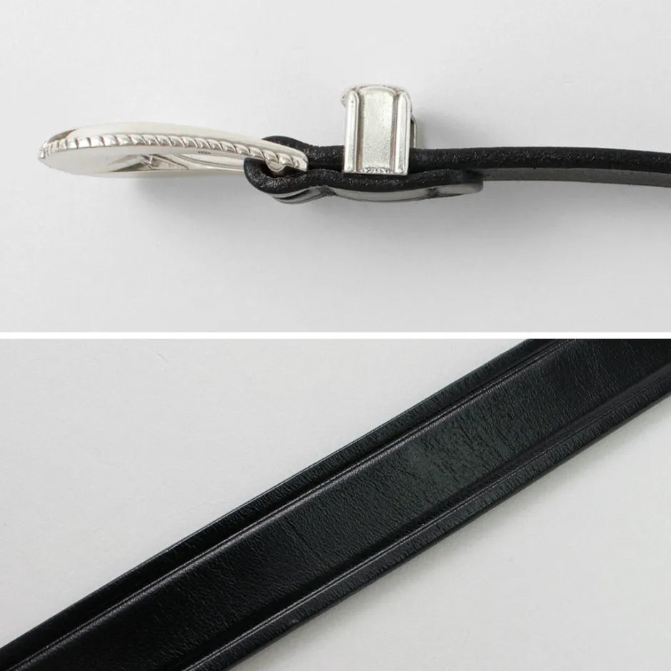 Belts^TORY LEATHER / 3 Piece Silver Buckle Belt black