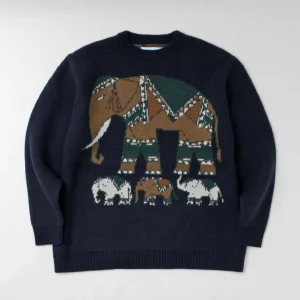 Knits^WHITE MOUNTAINEERING / Elephant Crewneck Pullover Knit navy