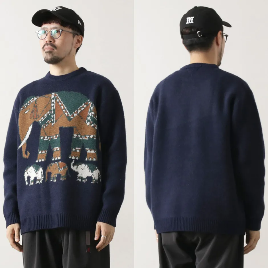 Knits^WHITE MOUNTAINEERING / Elephant Crewneck Pullover Knit navy
